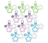 PATIKIL 10Pcs Star Keychain, Cute Keychain Charms Bulk Stars Bell Bag Charms Key Ring for Women Leather Handbags, Purple/Green/Blue