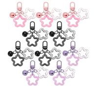 PATIKIL 10Pcs Star Keychain, Cute Keychain Charms Bulk Stars Bell Bag Charms Key Ring for Women Leather Handbags, Black/Pink/Purple