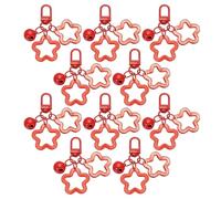PATIKIL 10Pcs Star Keychain, Cute Keychain Charms Bulk Stars Bell Bag Charms Key Ring for Women Leather Handbags, Red