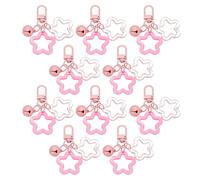 PATIKIL 10Pcs Star Keychain, Cute Keychain Charms Bulk Stars Bell Bag Charms Key Ring for Women Leather Handbags, Pink