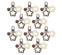 PATIKIL 10Pcs Star Keychain, Cute Keychain Charms Bulk Stars Bell Bag Charms Key Ring for Women Leather Handbags, Brown