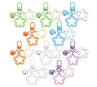 PATIKIL 10Pcs Star Keychain, Cute Keychain Charms Bulk Stars Bell Bag Charms Key Ring for Women Leather Handbags, Green/Blue/White/Purple/Orange