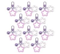 PATIKIL 10Pcs Star Keychain, Cute Keychain Charms Bulk Stars Bell Bag Charms Key Ring for Women Leather Handbags, Purple