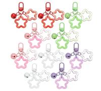 PATIKIL 10Pcs Star Keychain, Cute Keychain Charms Bulk Stars Bell Bag Charms Key Ring for Women Leather Handbags, Green/Red/Pink/White/Purple