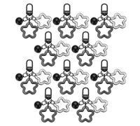 PATIKIL 10Pcs Star Keychain, Cute Keychain Charms Bulk Stars Bell Bag Charms Key Ring for Women Leather Handbags, Black