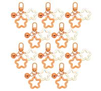 PATIKIL 10Pcs Star Keychain, Cute Keychain Charms Bulk Stars Bell Bag Charms Key Ring for Women Leather Handbags, Orange
