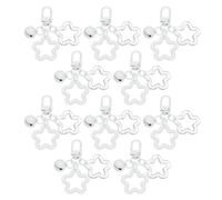 PATIKIL 10Pcs Star Keychain, Cute Keychain Charms Bulk Stars Bell Bag Charms Key Ring for Women Leather Handbags, White