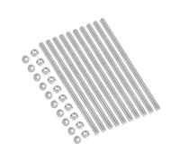 PATIKIL 10Set M5 x 0.8mm Fully Threaded Rods 4 Inch/100mm, 304 Stainless Steel All Threaded Rod Metric Right Hand Threads with 20Pcs Flange Hexagon Nut for Clamps Hangers U-Bolt