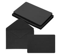 PATIKIL 10x15cm Blank Greeting Card and Envelopes, 25Sets Half Fold Note Cards and Envelopes Folded Rounded Corner Cardstock Greeting Card for DIY Wedding Birthday Party Invitations, Black