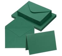 PATIKIL 10x15cm Blank Greeting Card and Envelopes, 50Sets Half Fold Note Cards and Envelopes Folded Right Angles Cardstock Greeting Card for Wedding Birthday Party Invitations, Dark Green