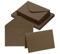 PATIKIL 10x15cm Blank Greeting Card and Envelopes, 50Sets Half Fold Note Cards and Envelopes Folded Right Angles Cardstock Greeting Card for Wedding Birthday Party Invitations, Dark Coffee
