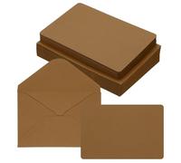 PATIKIL 10x15cm Blank Greeting Cards and Envelopes, 50Sets Half Fold Note Cards and Envelopes Folded Rounded Corner Cardstock Card for DIY Wedding Birthday Party Invitations, Light Coffee
