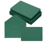 PATIKIL 10x15cm Blank Greeting Cards and Envelopes, 50Sets Half Fold Note Cards and Envelopes Folded Rounded Corner Cardstock Card for DIY Wedding Birthday Party Invitations, Dark Green