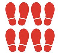 PATIKIL 10x3.7" Footprint Sticker, 4 Pairs PVC Shoes Floor Decal Sign for Class Decor Stair Guide, Red