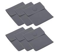 PATIKIL 10x8.5cm Jewelry Pouches with Snap Button, 6 Pack Velvet Jewelry Pouches Portable Soft Storage for Necklace Bracelet Earring Watch Rings Brooch, Dark Grey
