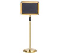 PATIKIL 11.7"x8.3" Adjustable Poster Sign Stand, Rotatable Sign Holder Stand Business Advertising Menu Guide Holder with Base A4 Frame Floor Standing Display Stand Round Corner, Golden
