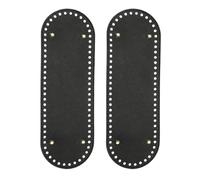 PATIKIL 11.8 x 3.9inch Leather Bag Bottom, 2 Pcs PU Leather Bag Bases Purse Making Knitting Oval Crochet Bottom Shaper Pad with Holes Durable for Crochet DIY Handbag Tote, Black