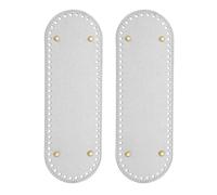 PATIKIL 11.8 x 3.9inch Leather Bag Bottom, 2 Pcs PU Leather Bag Bases Purse Making Knitting Oval Crochet Bottom Shaper Pad with Holes Durable for Crochet DIY Handbag Tote, Silver