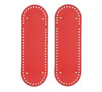 PATIKIL 11.8 x 3.9inch Leather Bag Bottom, 2 Pcs PU Leather Bag Bases Purse Making Knitting Oval Crochet Bottom Shaper Pad with Holes Durable for Crochet DIY Handbag Tote, Red