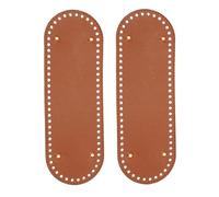 PATIKIL 11.8 x 3.9inch Leather Bag Bottom, 2 Pcs PU Leather Bag Bases Purse Making Knitting Oval Crochet Bottom Shaper Pad with Holes Durable for Crochet DIY Handbag Tote, Brown