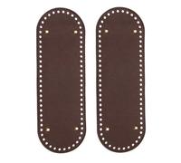 PATIKIL 11.8 x 3.9inch Leather Bag Bottom, 2 Pcs PU Leather Bag Bases Purse Making Knitting Oval Crochet Bottom Shaper Pad with Holes Durable for Crochet DIY Handbag Tote, Dark Brown