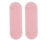 PATIKIL 11.8 x 3.9inch Leather Bag Bottom, 2 Pcs PU Leather Bag Bases Purse Making Knitting Oval Crochet Bottom Shaper Pad with Holes Durable for Crochet DIY Handbag Tote, Pink