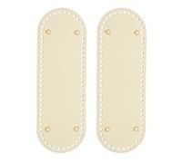 PATIKIL 11.8 x 3.9inch Leather Bag Bottom, 2 Pcs PU Leather Bag Bases Purse Making Knitting Oval Crochet Bottom Shaper Pad with Holes Durable for Crochet DIY Handbag Tote, Beige