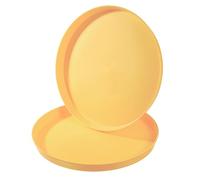 PATIKIL 11" Restaurant Serving Trays, 2 Pcs Round Non-Slip Food Service Tray Platter Reusable Plastic Fast Food Serving Tray for Bar Coffee Home Cafeteria Hotel, Yellow