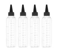 PATIKIL 110 Ml/4 oz Plastic Squeeze Bottles with Black Top Cap, 4 Pcs Graduated Round Dispensing Bottle Empty Pointed Bottle for Liquids, Crafts, Oils, Condiments, Transparent