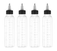 PATIKIL 110 Ml/4 oz Plastic Squeeze Bottles with Black Twist Cap, 4 Pcs Graduated Round Dispensing Bottle Empty Pointed Bottle for Liquids, Crafts, Oils, Condiments, Transparent