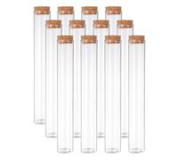 PATIKIL 110ml Test Tubes, 12pcs 7.87x1.18 Glass Clear Flat Bottom Test Tube Containers with Cork Stopper for Bead Party Candy Bath Salt Storage Scientific Experiment Plant Propagation