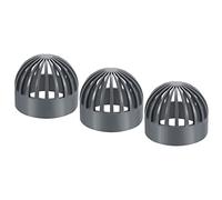 PATIKIL 110mm ID Atrium Drain Grate Cover, 3 Pack Round Outdoor UPVC Sewer Drain Pipe Fitting Adapter for Drainage System, Gray