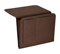 PATIKIL 11in Bedside Caddy, Bed Caddy Bedside Organizer Hanging 5 Pocket Soft Bed Pockets Bedside Storage Organizer Remote Control Holder for Bedroom Phones Glasses, Dark Brown
