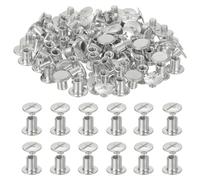 PATIKIL 11mm Chicago Screws Leather Rivets, 60 Set Leather Rivets Nail Stud Screws Bolt Assorted Kit for DIY Leather Craft Bookbinding Decorate Repair Belt Bag Clothing, Silver Tone
