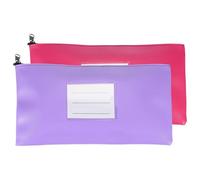 PATIKIL 11x6 Inch Money Bags with Zipper, 2Pcs PU Leather Cash Deposit Bank Pouch Envelopes Check Wallet for Coin Cosmetics Invioce Bill, Purple/Rose Red