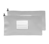 PATIKIL 11x6 Inch Money Bags with Zipper, 2Pcs PU Leather Cash Deposit Bank Pouch Envelopes Check Wallet for Coin Cosmetics Invioce Bill, Gray