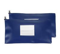 PATIKIL 11x6 Inch Money Bags with Zipper, 2Pcs PU Leather Cash Deposit Bank Pouch Envelopes Check Wallet for Coin Cosmetics Invioce Bill, Blue