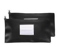 PATIKIL 11x6 Inch Money Bags with Zipper, 2Pcs PU Leather Cash Deposit Bank Pouch Envelopes Check Wallet for Coin Cosmetics Invioce Bill, Black