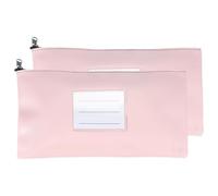 PATIKIL 11x6 Inch Money Bags with Zipper, 2Pcs PU Leather Cash Deposit Bank Pouch Envelopes Check Wallet for Coin Cosmetics Invioce Bill, Pink