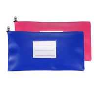 PATIKIL 11x6 Inch Money Bags with Zipper, 2Pcs PU Leather Cash Deposit Bank Pouch Envelopes Check Wallet for Coin Cosmetics Invioce Bill, Blue/Rose Red