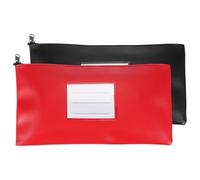 PATIKIL 11x6 Inch Money Bags with Zipper, 2Pcs PU Leather Cash Deposit Bank Pouch Envelopes Check Wallet for Coin Cosmetics Invioce Bill, Black/Red