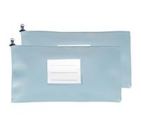 PATIKIL 11x6 Inch Money Bags with Zipper, 2Pcs PU Leather Cash Deposit Bank Pouch Envelopes Check Wallet for Coin Cosmetics Invioce Bill, Sky Blue