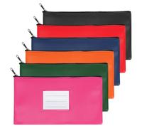 PATIKIL 11x6" Money Bank Deposit Bag with Zipper, 6 Pcs Leatherette Coin Check Wallet Pen Pouch Bag with Clear Window for Office Travel, Multicolor