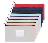 PATIKIL 11x6" Money Bank Deposit Bag with Zipper, 8 Pcs Leatherette Coin Check Wallet Pen Pouch Bag with Clear Window for Home Office Travel, Multicolor