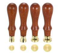PATIKIL 12/15/18/20mm Round Blank Wax Seal Stamp, 4 Pack Removable Brass Head Without Carving Wooden Handle for Envelope Invitation Wine Packing Gift Wrapping