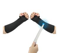 PATIKIL 12 Inch Cut Resistant Sleeve, 1Pair Arm Safety Protectors Sleeves with Thumb Hole Level 5 Protection Forearm Guard Sleeves for Thin Skin and Bruising, S, Black