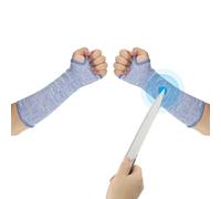PATIKIL 12 Inch Cut Resistant Sleeve, 1Pair Arm Safety Protectors Sleeves with Thumb Hole Level 5 Protection Forearm Guard Sleeves for Thin Skin and Bruising, S, Blue