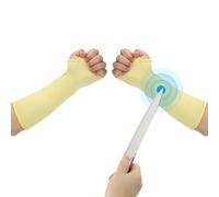 PATIKIL 12 Inch Cut Resistant Sleeve, 1Pair Arm Safety Protectors Sleeves with Thumb Hole Level 5 Protection Forearm Guard Sleeves for Thin Skin and Bruising, S, Yellow