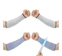 PATIKIL 12 Inch Cut Resistant Sleeve, 2 Pairs Arm Safety Protectors Sleeves Forearm Sleeve HPPE Level 5 Protection for Thin Skin and Bruising, S, Blue/Gray