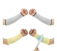 PATIKIL 12 Inch Cut Resistant Sleeve, 2 Pairs Arm Safety Protectors Sleeves Forearm Sleeve HPPE Level 5 Protection for Thin Skin and Bruising, S, Yellow/Gray